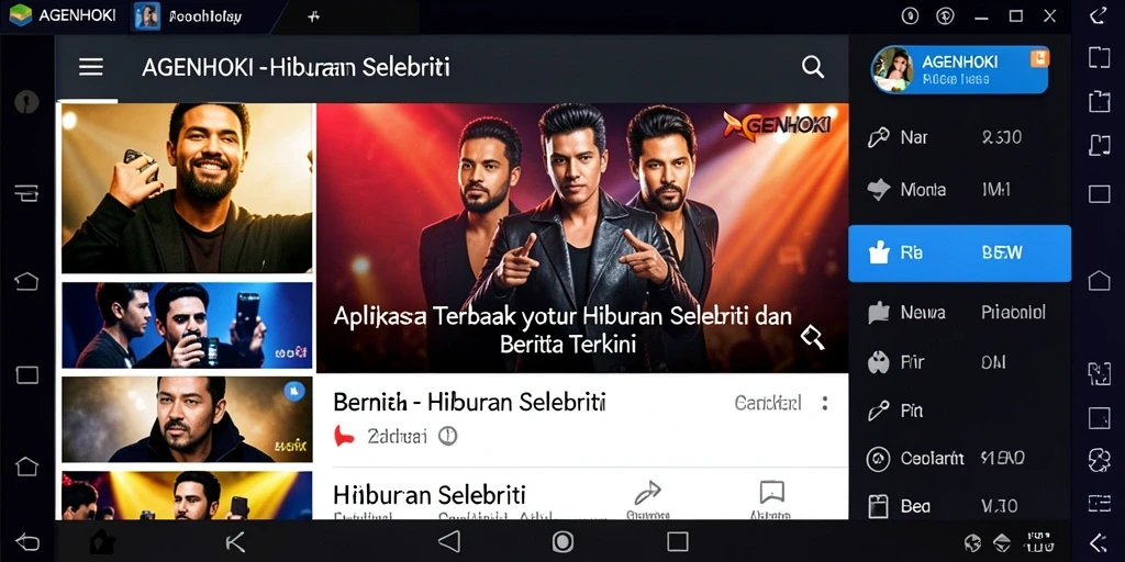 Antarmuka AGENHOKI menampilkan berita selebriti terbaru dengan desain yang menarik.