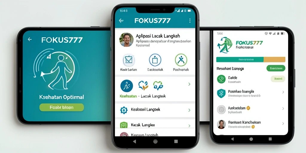 Screenshot utama FOKUS777 dengan antarmuka pelacakan langkah yang menarik.