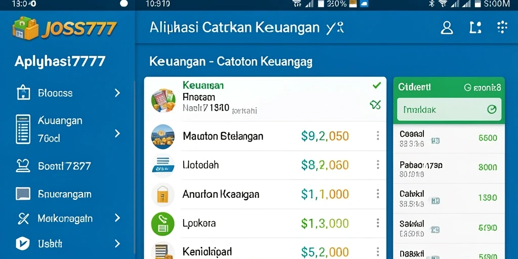 Tampilan antarmuka JOSS777 yang bersih dan fungsional untuk Catatan Keuangan.