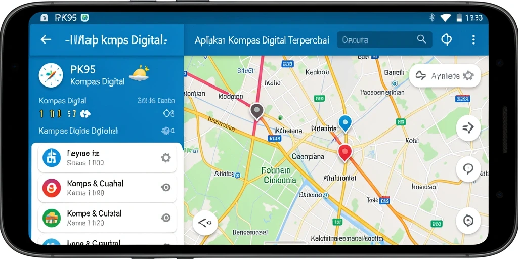 Antarmuka simple PK95 menampilkan fungsi kompas yang mudah dipahami.