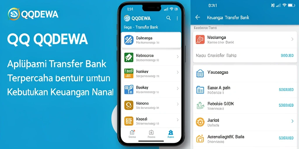 Antarmuka pengguna aplikasi Transfer Bank QQDEWA yang sederhana dan intuitif