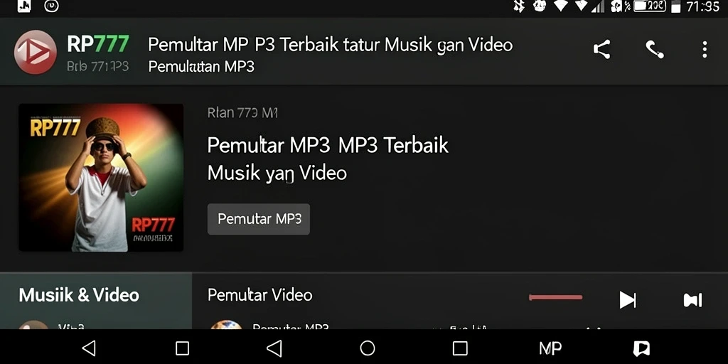 Tampilan antarmuka aplikasi RP777 yang menarik dan fungsional.