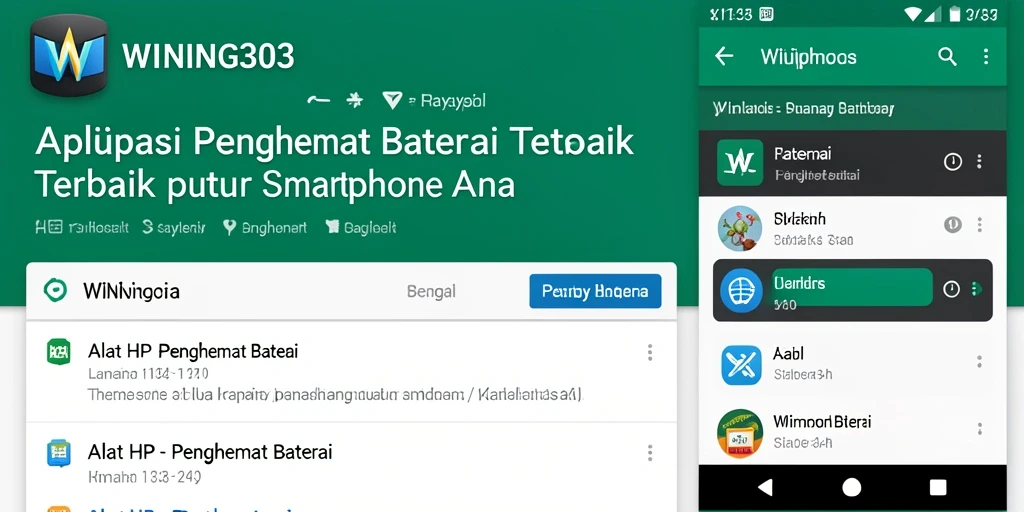 Antarmuka pengguna aplikasi WINNING303 untuk penghemat baterai.